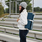 Heated Stadium Seat, Foldable, Lightweight with Carrying Strap, Foam Cushion for Comfort, Adjustable, Back Support, Multi-Functional Use As Stadium Seat or Seat Pad, Navy/White