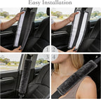 Soft Faux Fur Universal Fit Seatbelt Cover Car Truck SUV Airplane Seat Belt Shoulder Pad for Carmera Backpack Straps Neck Cushion Protector 2 Pack 10.5in Dark Gray