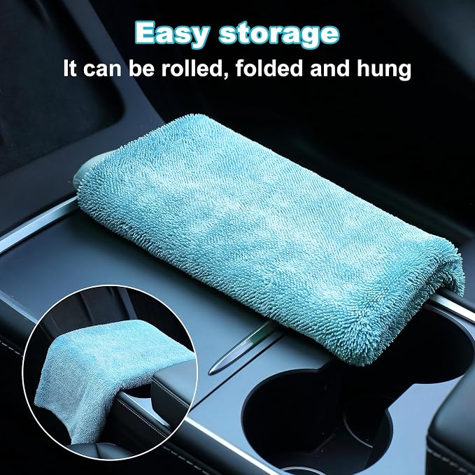 Microfiber Towels for Cars, 3 Pack 35.4" x 23.6" Car Drying Towel, Blue Reusable Car Towel, Quick Drying Car Microfiber Cleaning Cloth for RVs, SUVs, Trucks