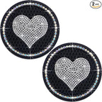 2PCS Sparkling Car Cup Holder Coaster – 2.75 Inch Silicone Insert – Non-Slip, Shockproof – Universal Auto Interior Accessories for Women Girls (Black & White)