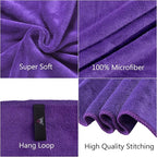 Microfiber Bath Towels, 2 Pack, 30" x 60", Large Microfiber Towel for Body, Oversized, Ultra Soft, Super Absorbent, Fast Drying, Perfect for Bathroom, Shower, Sauna, Yoga, Gym, Violet