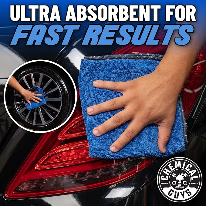 Professional Grade Premium Microfiber Towels for Cars,Blue,16" x 16",Ultra-Soft and Scratch-Free Car Detailing Cloths for Trucks,Motorcycles,and More,(Pack of 6)