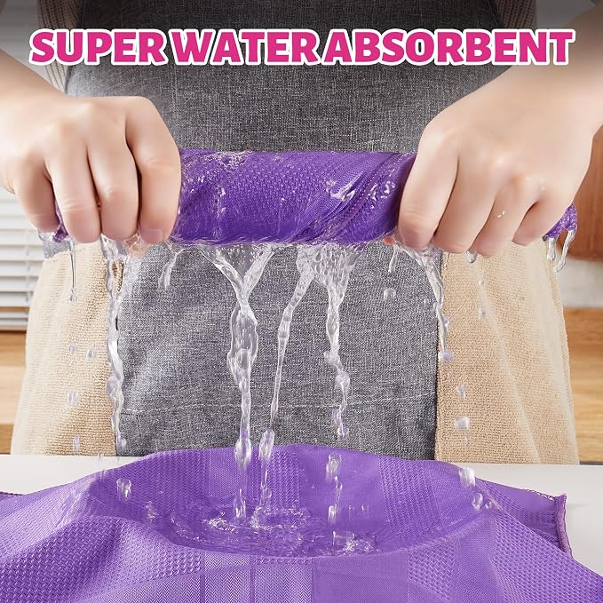 Microfiber Waffle Weave Cleaning Cloth,Highly Absorbent Kitchen Towels,Quick Drying Lint Free Dish Towels for Kitchen,6 Pack, Mixed Color, 15.7×15.7inch