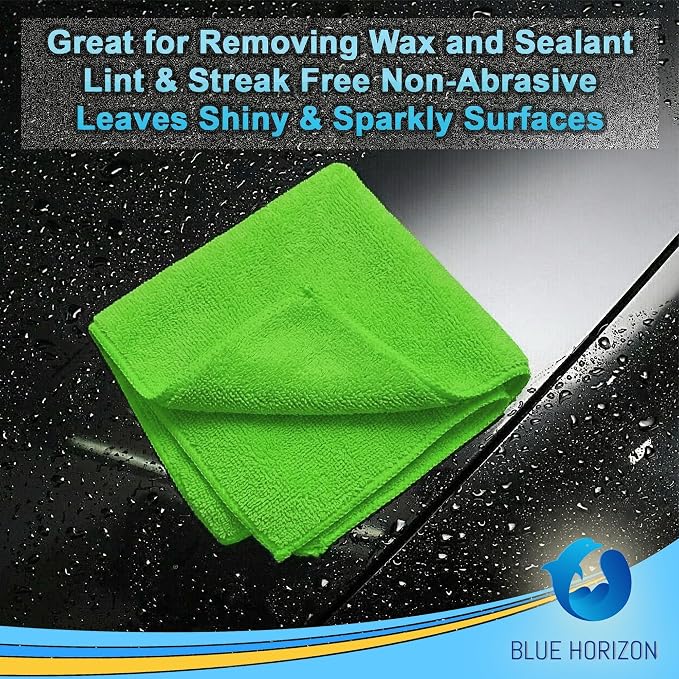 Green Large Microfiber Cleaning Towels,36-Pack Dual-Sided Ultra Soft Plush Washcloth, Professional Grade Premium Microfiber Detailing Cleaning Cloths, Car, Household and Commercial (Green, 16" X 16")