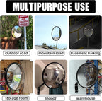 12" Acrylic Convex Mirror – 160° Wide-Angle Traffic Blind Spot Mirrors, Adjustable Corner Mirror in Garage, Driveways, Stores, Warehouses, For Outdoor and Indoor Use
