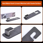 Car Seat Back Hook Metal with Suede Universal Vehicle Headrest Hangers Interior Storage Organizer for Purse Handbag Coat Grocery Bags 2 Pack Grey
