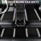 Iridescent Bling Rhinestones Diamond Car Floor Mats Waterproof, Anti-Slip PVC Heel Pad, Universal for Automotive SUV,Sedan,Van,4pcs Girl Women Lady Sparkly Shining Multicolor Colorful Crystal