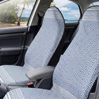 2 Pack Car Seat Towel Covers, Sweat Protector for Front Seats, Premium Thickened Microfiber with Boho Geometric, Breathable & Quick Dry, Slip-on Headrest Pocket for Gym, Beach, Running (Royal Blue)