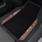 Bling Rhinestone Diamond Car Floor Mat, Crystal Sparkly Shining Glitter Carpet Waterproof Anti-Slip PVC Heel Pad, Universal for Interior Auto SUV,Sedan,Van,4pcs Girl Women Men, Champagne Gold
