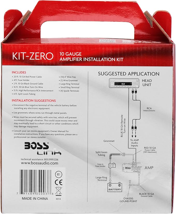 KIT-ZERO 10 Gauge Car Amplifier Install Wiring Kit - Makes Connections and Brings Power to Your Radio, Subwoofers and Speakers