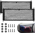 2 Pcs Universal Elastic Mesh Netting Car Pouch for Trunk RV Boats Home Cargo Storage with Screws and Hooks (23.6'' x 9.8'')