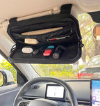 Visor Organizer, Car Sun Visor Organizer for Trucks & Auto, Tactical Molle Visor Panel with Large Capacity Storage, Keep Car Accessories Neat, Fits SUV Sedan Off-road Vehicles, Black,12.8x7x1.2 Inch