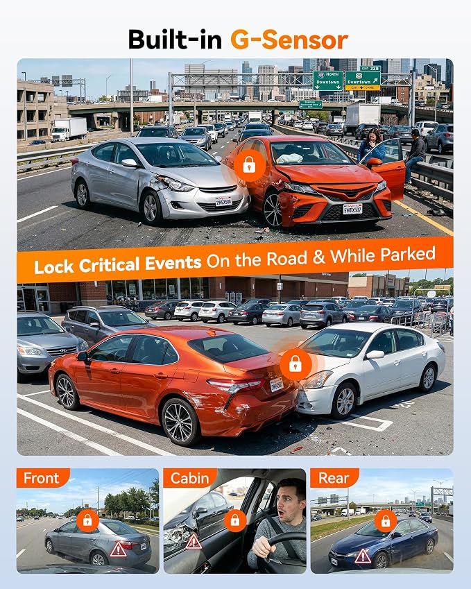 X5 3 Channel 4K HDR Dash Cam, STARVIS 2 IMX678 8MP Night Vision, 4K+2.5K+1080P Front and Rear Inside Car Camera GPS, Support Voice Control,Touch Screen and 5.8GHz WiFi (Card Not Included)