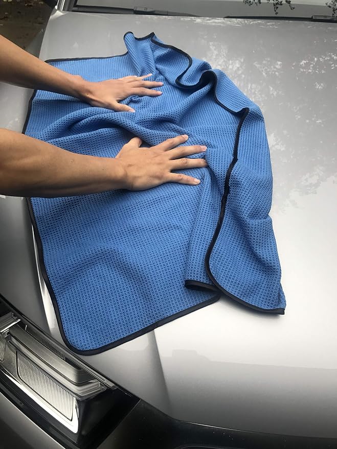 Elite Microfiber Drying Towel (25x36, 2 Pack, Waffle, Blue)