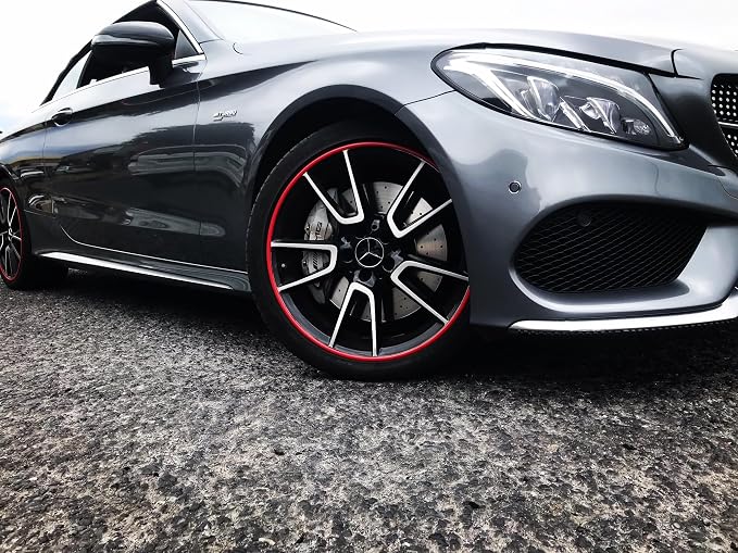 Rim Protector Kit for Car Wheels – Alloy Wheel Guard Strip Kit Fits up to 21" Rims | Set of 4 Rim Protectors | Easy to Install Curb Rash Defense for Rims (Red)