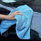 1000GSM Car Drying Towel 18"x24", Edgeless Double Twist Pile, Ultra Absorbent Microfiber Towel, Scratch-Free Lint-Free Streak-Free for Auto Detailing & Car Wash – Blue&Grey