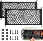 Universal Cargo Net Pocket Elastic Netting Car Mesh Pouch for Trunk RV Boats Home Cargo Storage with Screws and Hooks (21.7'' x 9.8'')