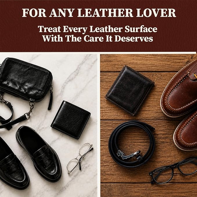 Horsehair Detailing Brush Set – Professional 3‑Piece Leather Cleaning & Care Kit for Bags, Shoes, Accessories, Upholstery & More – Soft, Scratch‑Free Natural Horsehair Brushes