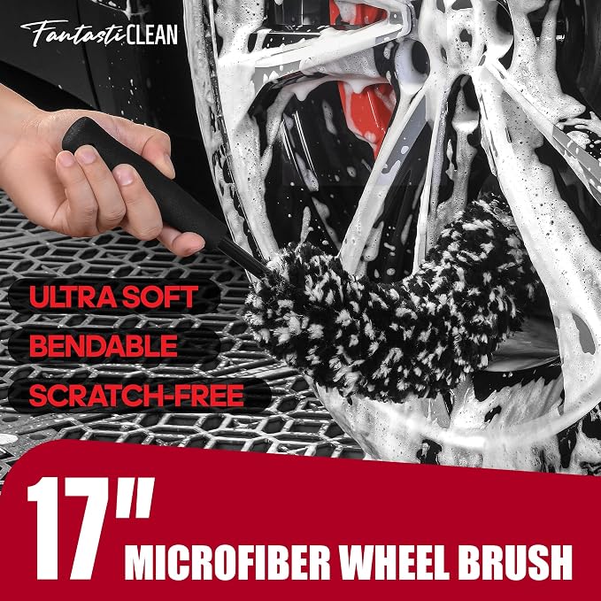 7PCS Car Wheel Brush Kit for Car Owners Detailers, Soft-bristled Brush, Tire brush for Car Detailing, Rim Cleaning Tape, Bendable & Curved Brushes and Pads for Home Shop, Cars Trucks RVs