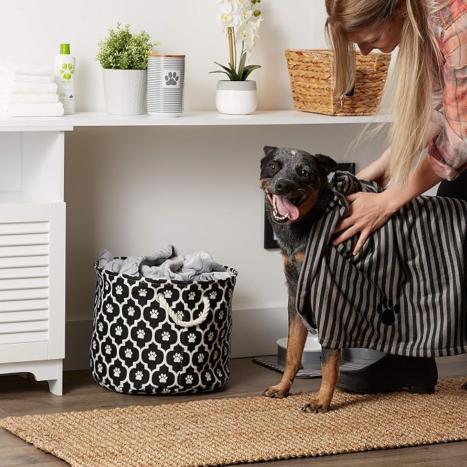 Pet Grooming Towel Collection Absorbent Microfiber X-Large, 41x23.5", Striped Black