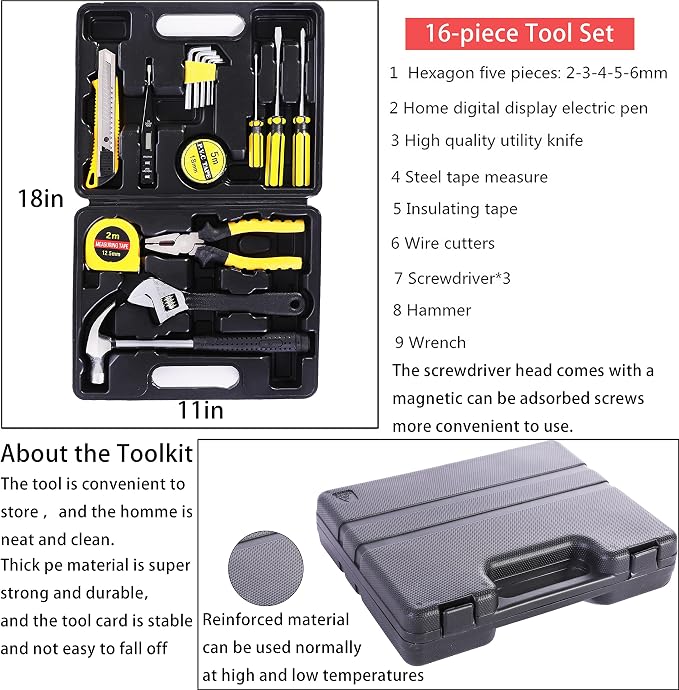 Car Emergency Kit with 11.8ft Jumper Cables, Roadside Safety Kit | Emergency Roadside Kit for Car Tow Strap, Folding Shovel, Emergency Tools Box, Breakdowns Travel for Women Men