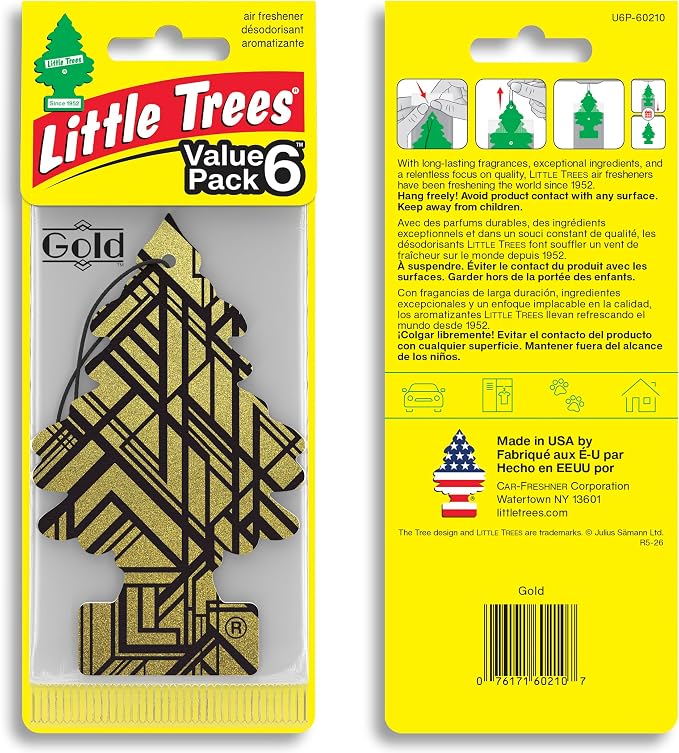Car Air Freshener | Hanging Tree Provides Long Lasting Scent for Auto and Home | 24 Air Fresheners |Gold