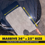Woolly Mammoth Large Microfiber Drying Towel - 36 x 25 Inch Gray, Ultra Plush Super Absorbent Car Drying Towel for Cars, Trucks, SUVs, Motorcycles, RVs, and Auto Detailing