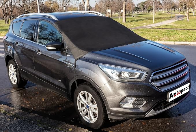 Windshield Cover for Ice and Snow - Snow Cover for Car, Truck and SUV Made of All-Weather 600D Polyester with 6 Anchor Points Ends Ice Scraping and Protects Window Glass from Scratches (79” x 45”)