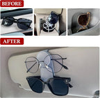 KIWEN Sunglasses Holder for Car Visor, Magnetic Leather Sunglass Eyeglass Hanger Clip for Car Sun Visor Accessories (1, Gray)