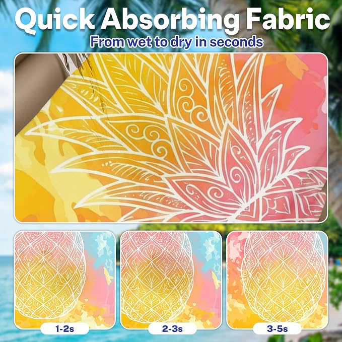 2 Pack Car Seat Towel Covers, Sweat-Proof Microfiber Seat Protectors for Gym, Running, Beach & Workout, Breathable Quick-Dry, Machine Washable, Pastel Pineapple Print, Universal Fit