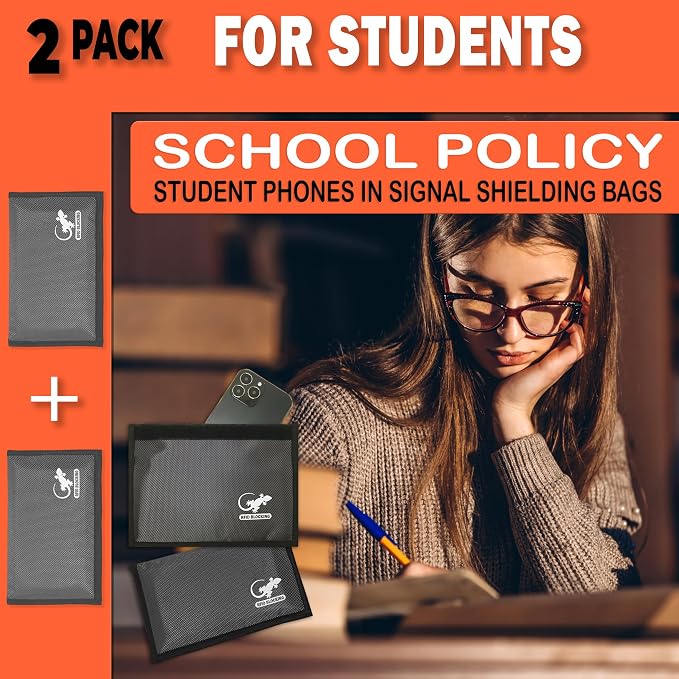 Two Faraday Bags Anti-Tracking GPS RFID Signal Blocker Wallet Shielding Pouches (x2) Protective Cases for Cell Phone Car Key FOB, Data Privacy, Electronic Device Security (2 PACK - POCKET GRAY)