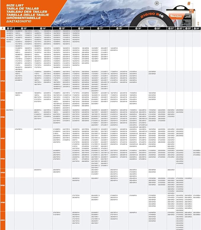 for Passenger Vehicles HP697, Snow Socks for Tires, Pack of 2
