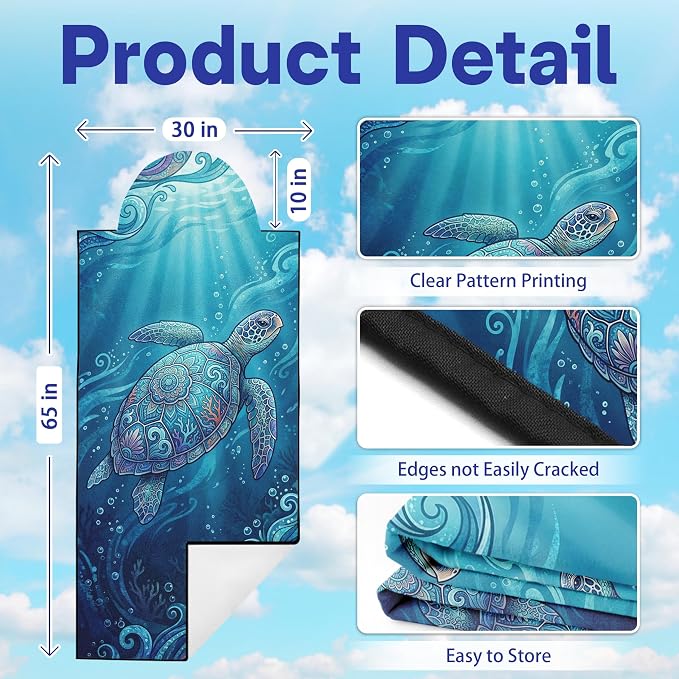 2 Pack Car Seat Towel Covers, Sweat-Proof Microfiber Seat Protectors for Gym, Running, Beach & Workout, Breathable Quick-Dry, Machine Washable, Ocean Sea Turtle Print, Universal Fit
