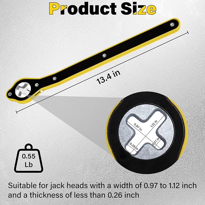 Car Jack Ratchet Wrench, Labor-saving Tire Jack Handle, Scissor Jack Adapter for Car with Long Handle, 360° Swivel Tire Wheel Lug Wrench for Travel/Truck/SUV/Vans