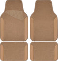 Beige Leather & Waterproof Car Carpet Floor Mats, Universal Car Mats Fit for SUV,Vans,sedans, Trucks,Set of 4pcs Car Carpet with Anti-Slip nibbs Driver Heel Pad (All Beige)