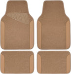 Beige Leather & Waterproof Car Carpet Floor Mats, Universal Car Mats Fit for SUV,Vans,sedans, Trucks,Set of 4pcs Car Carpet with Anti-Slip nibbs Driver Heel Pad (All Beige)