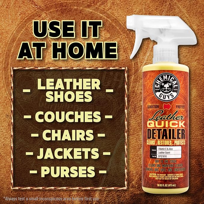 Leather Quick Detailer for Car Interiors, Furniture, Apparel, Shoes, Sneakers, Boots, and More (Works on Natural, Synthetic, Pleather, Faux Leather and More), 32 fl oz