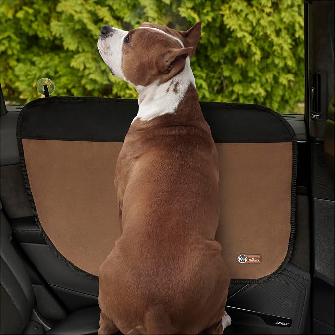 K&H Pet Products Car Door Protector for Dogs, 2 Pack Waterproof Interior Pet Car Door Protector from Dog Scratching, Stay Put Cover Design, Fits Most Vehicles, Washable - 27 x 19in Tan