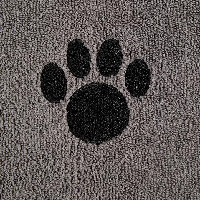 Pet Grooming Towel Collection Absorbent Microfiber X-Large, 41x23.5", Embroidered Gray