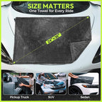 Drying Towel for Car Detailing, 1500 GSM Ultra Super Absorbent, 24"x36" XL Soft Microfiber Towels for Cars, Twisted-Loop & Streak Free Microfiber Towels for Cars, Trucks, SUVs