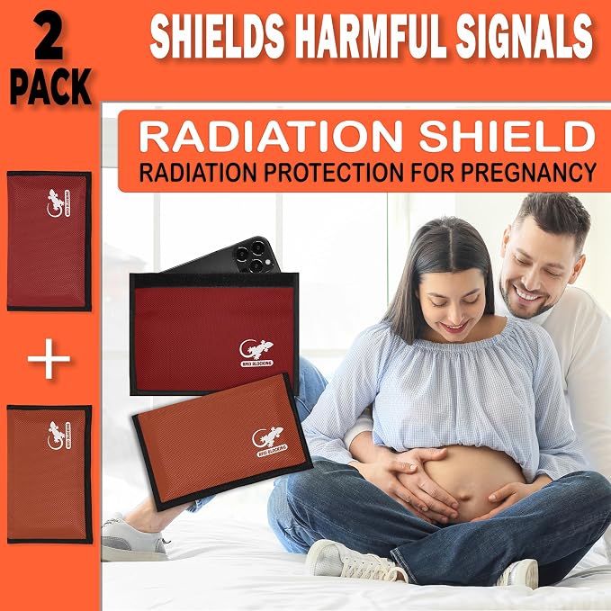 Faraday Bag Anti-Tracking GPS RFID Car Key Signal Blocker Wallet Shielding Pouch Protective Case for Cell Phone Car Key FOB, Data Privacy, Electronic Device Security (2 PACK - RED AND ORANGE)