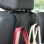 Car Seat Headrest Hook Universal Vehicle Storage Hanger Leather with Metal Car Seat Back Organizer for Handbag Purse Coat Black 4 Pack