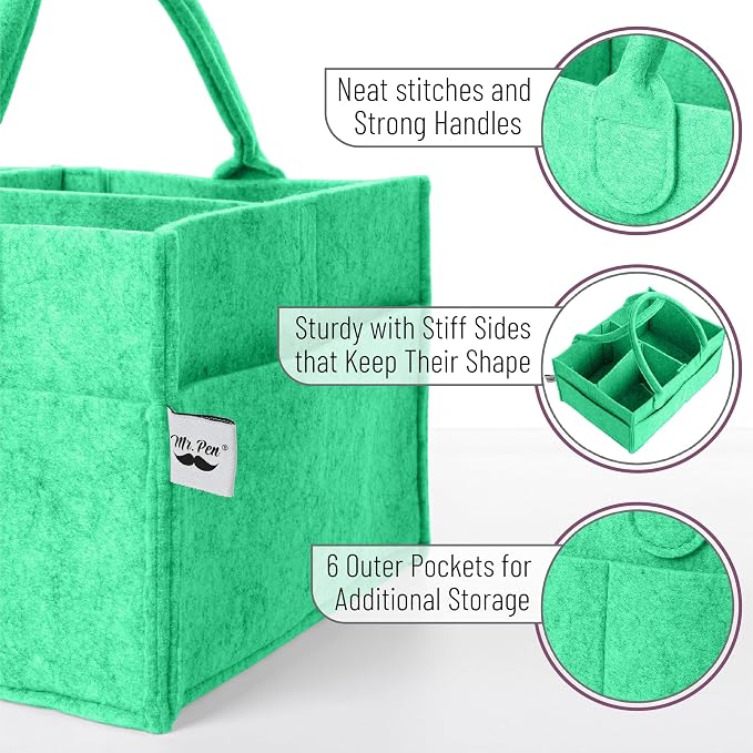 Mr. Pen- Baby Diaper Caddy Organizer, Green | Nursery Storage Bin and Car Organizer for Diapers and Baby Wipes