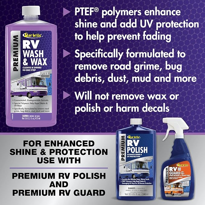 RV Wash & Wax - Concentrated Cleaner - Cleans & Shines in One Easy Step + Repels Future Stains & Protects from UV Damage 128 Oz (71500)