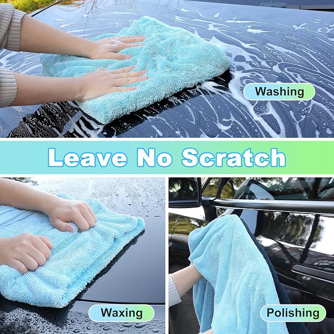 Microfiber Towels for Cars, 35.4" x 23.6" Car Drying Towel, Blue Reusable Car Towel, Quick Drying Car Microfiber Cleaning Cloth for RVs, SUVs, Trucks