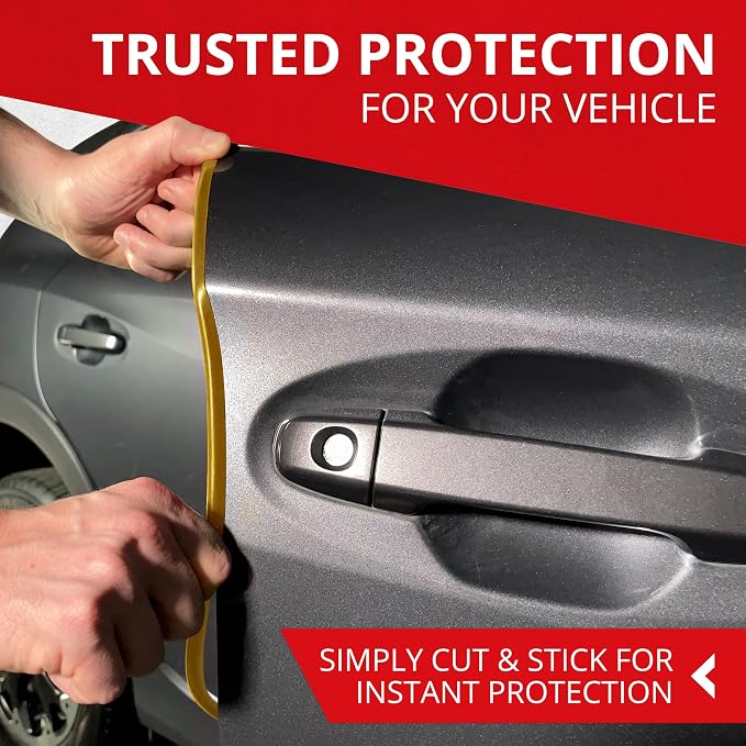Car Door Edge Protector – Universal DIY Edge Trim to Prevent Scratches & Dings – Flexible Adhesive Molding Trim for Cars, Trucks & SUVs (10 Ft - Gold)