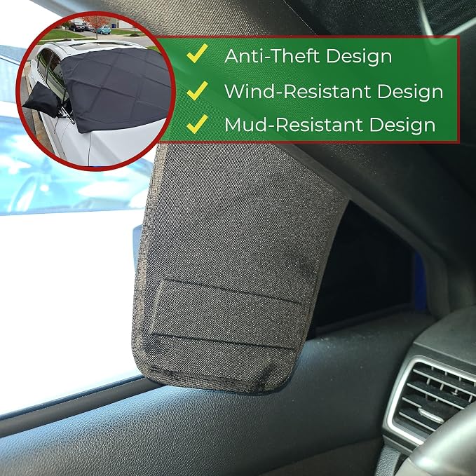 Snow Windshield Cover Compatible with 2008-2013 Jeep Liberty, Custom-fit Windshield Cover for Snow, Ice and Frost, Comes with Rear Mirror Cover