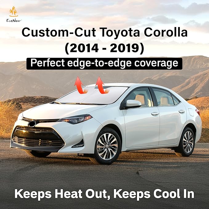Windshield Sunshade Compatible for Toyota Corolla 2014-2017 2018 2019 L, LE (Eco/Plus), S, SE, XLE, XSE Sun Visor for Front Windshield & Window Sun Shade Cover, UV Blocker, Car Accessories