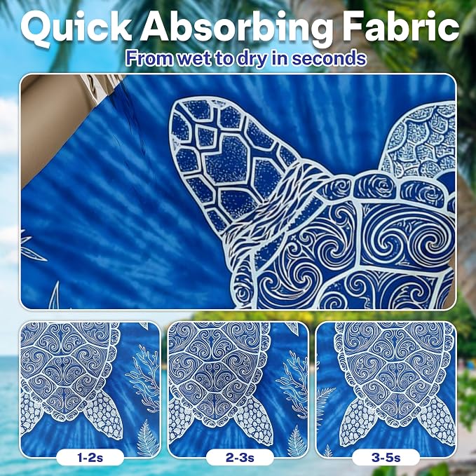 2 Pack Car Seat Towel Covers, Sweat-Proof Microfiber Seat Protectors for Gym, Running, Beach & Workout, Breathable Quick-Dry, Machine Washable, Blue Sea Turtle Print, Universal Fit