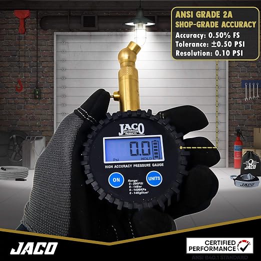 JACO Elite Digital Tire Pressure Gauge - Professional Accuracy - 100 PSI